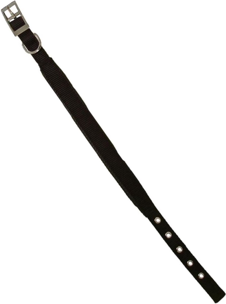 Nylon halsband dubbel zwart 25mm breed 55 cm lang