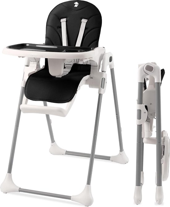 Chaise haute - chaise bébé - pliable - Zwart