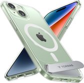 Torras geschikt voor iPhone 15 Kickstand MagSafe compatibel hoesje - Transparant