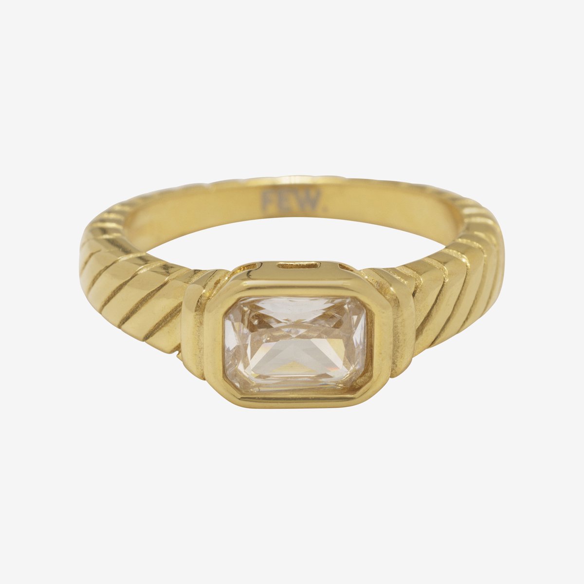 Essenza White Stone Ring Gold Size 7