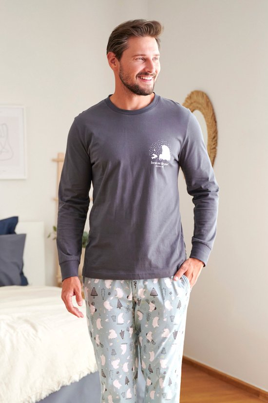 Docteur sieste coton correspondant famille famille pyjamas hommes à manches longues pantalons longs Noël hiver Focus Graphite PMB.5263 L