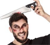 Halloween/horror verkleed hoofdband - dikke pech - zaag in je hoofd - kunststof