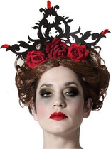 Halloween/horror verkleed kroon met rozen - vampier/dark queen - kunststof - dames/meisjes