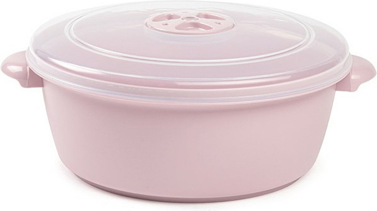 Plasticforte Magnetronschaal met deksel/ventiel - 1,5L - lichtroze - kunststof - BPA vrij