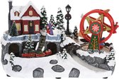 Décoration de Noël Village de Noël avec grande roue rotative - avec lumière - 34 cm