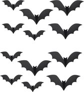 PartyDeco Halloween thema hangende vleermuizen - 12x - zwart - papier - 19-29 cm