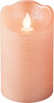 Bougie/bougie pilier LED Lumineo - rose clair - D7,5 x H12,5 cm - avec minuterie