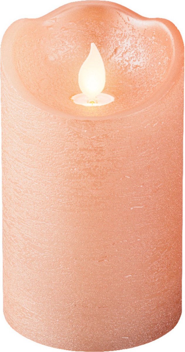 Lumineo LED kaars/stompkaars - lichtroze - D7,5 x H12,5 cm - met timer