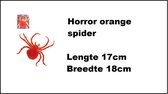 Horror orange spin 18cm x 17cm - met zuignap - Halloween horror griezel thema feest spinnen creepy