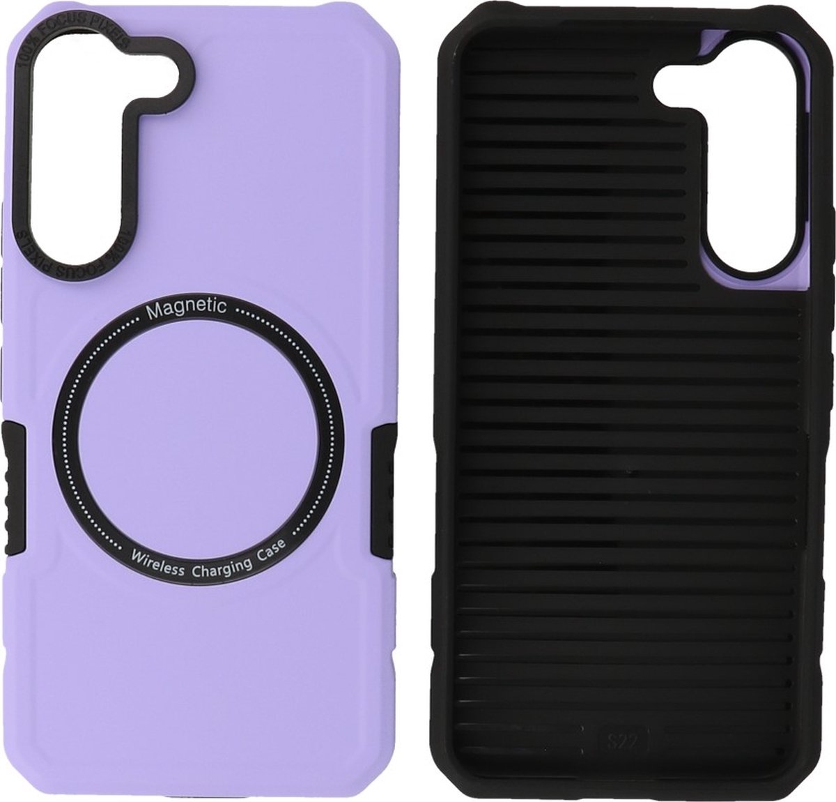 Hoesje Geschikt voor Samsung Galaxy S22 - MagSafe Hoesje - Shockproof Back Cover - Paars