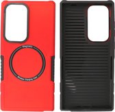 Hoesje Geschikt voor Samsung Galaxy S23 Ultra - MagSafe Hoesje - Shockproof Back Cover - Rood