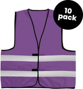 10-pack paarse veiligheidshesjes - Veiligheidsvesten paars - Veiligheidshesjes volwassenen - Hesjes evenementen - Hesjesfabriek