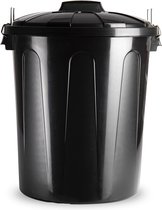 Poubelles / poubelles en plastique noir de 51 litres avec couvercle - Poubelles / poubelles - Poubelles de bureau / cuisine