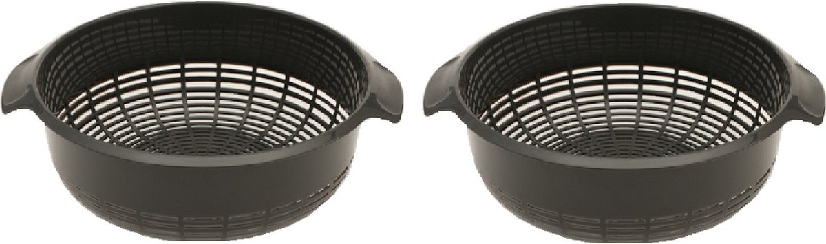Plasticforte keuken vergiet - 2x stuks - kunststof - antraciet - afgieten - breed model - 27 x 23 x 9 cm