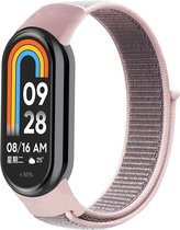 Nylon Smartwatch bandje - Geschikt voor Xiaomi Smart Band 8 nylon bandje - pink sand - Strap-it Horlogeband / Polsband / Armband