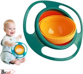 Borvat® |Anti knoei bakje - 360 graden - Baby Kom - Anti mors - Baby Servies - Eetbakje Kind - Geel en groen