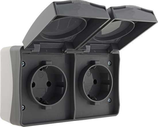 Buiten wandcontactdoos opbouw - Dubbele wandstopcontact IP54