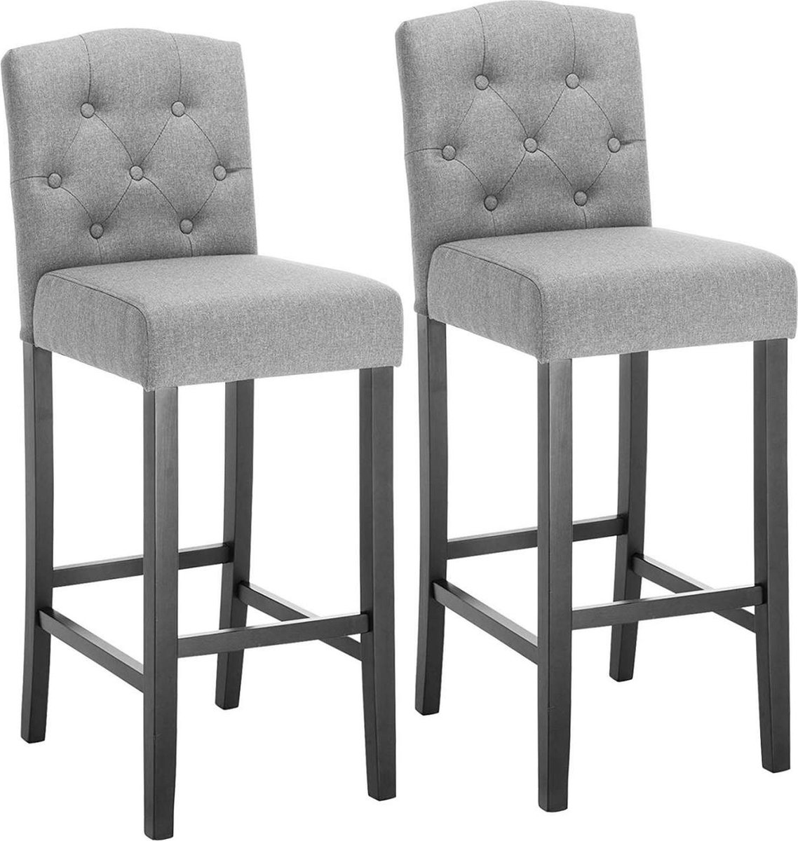 Dripio Barkruk Deluxe Max - Industrial - Lichtgrijs - Barkrukken set van 2 - Barstoel Kruk - Barstoelen met rugleuning - Keukenstoel - Stof