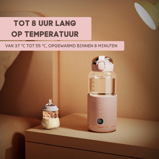 Flessenwarmer - Draagbare Baby Flesverwarmer Onderweg - Opgewarmd Binnen 8 Minuten - 300ML/37 tot 55 ℃/USB-C/Draadloos van Allbababy — afbeelding 3