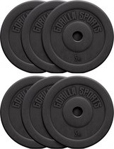 Gorilla Sports Halterschijven - Bundel - 30 kg (6 x 5 kg) - Kunststof - 30 mm