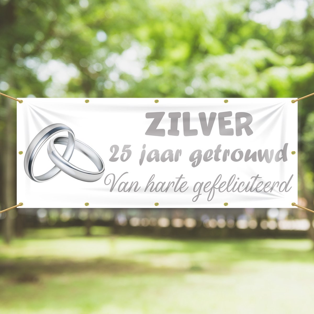 Spandoek 25 jaar Getrouwd Van Harte Gefeliciteerd Zilver Felicitatie