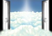 Fotobehang - Vlies Behang - 3D Openslaande Deuren naar de Wolken - 254 x 184 cm