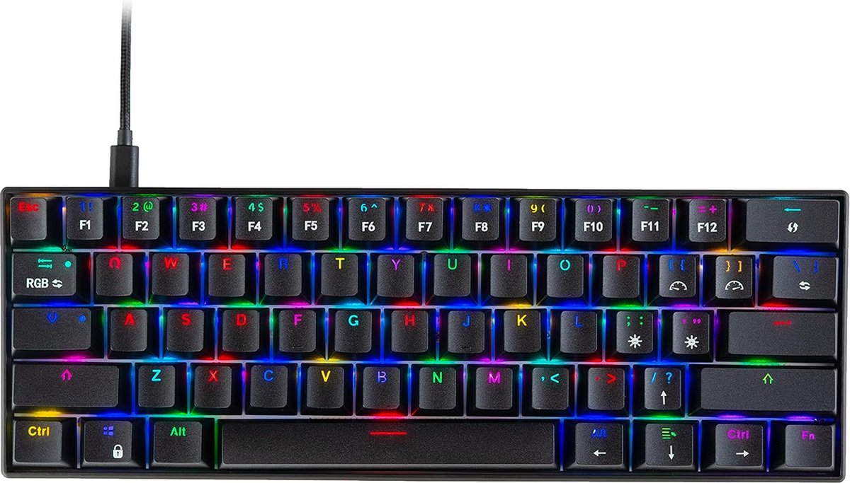Cosmic Byte CB-GK-21 Themis 61 Key Mechanical Per Key RGB Gaming Keyboard with Outemu Blue Switches and Software (Black, USB-A Connectivity) Adjustable Backlight | Lighting Effects | Gaming Keyboards | Ergonomic Design | Detachable Cable - Cosmic Byte