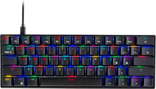 Cosmic Byte CB-GK-21 Themis 61 Key Mechanical Per Key RGB Gaming Keyboard with Outemu Blue Switches and Software (Black, USB-A Connectivity) Adjustable Backlight | Lighting Effects | Gaming Keyboards | Ergonomic Design | Detachable Cable