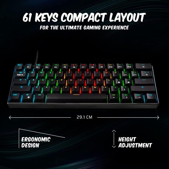 Cosmic Byte CB-GK-21 Themis 61 Key Mechanical Per Key RGB Gaming Keyboard with Outemu Blue Switches and Software (Black, USB-A Connectivity) Adjustable Backlight | Lighting Effects | Gaming Keyboards | Ergonomic Design | Detachable Cable - Cosmic Byte