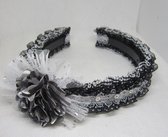 ZoeZo Design - haarband - diadeem - zwart - wit - met bloem