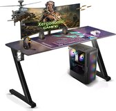 Xergonomic Xergax Aurora Gaming Desk - Carbonfiber look - Computer Tafel - Incl. beker-, koptelefoonhouder en kabelorganizer - B125xH75xL62 cm - Zwart