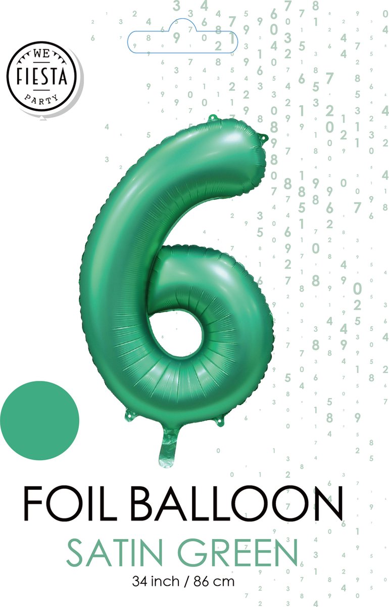 folieballon cijfer 6 mat groen metallic