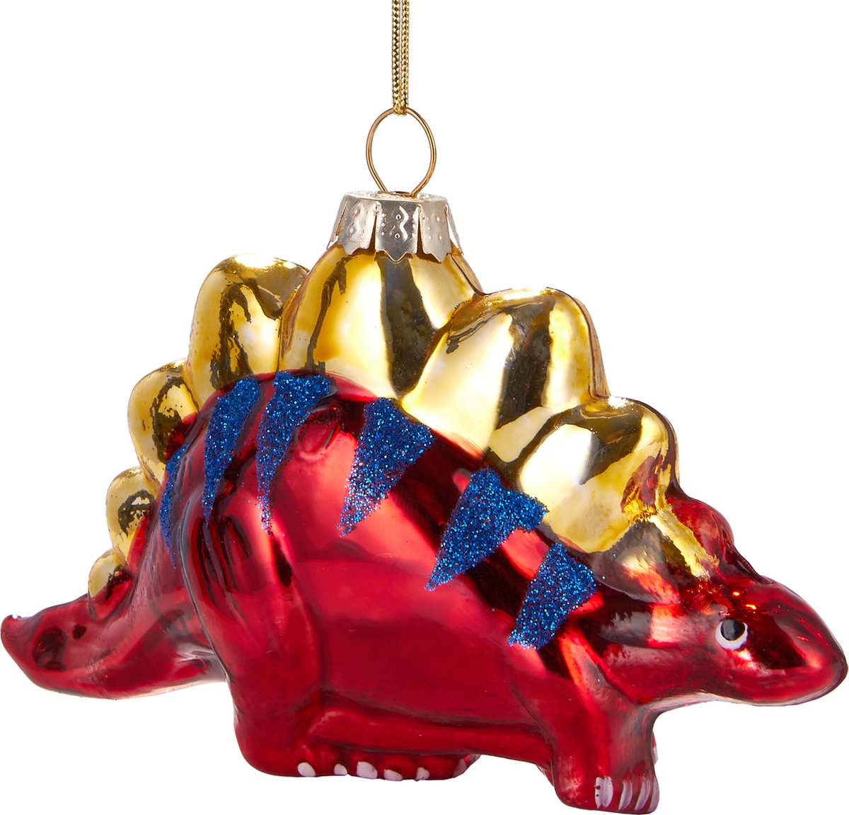 BRUBAKER Dinosaurus Rood - Handgeschilderde Glazen Kerstbal - Handgeblazen Kerstversiering - Grappige Kersthanger - Kerstboom Decoratie - 11,5 cm