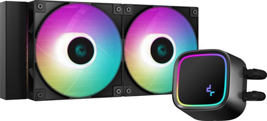 DeepCool LE520 - Vloeistofkoelsysteem processor - afmeting radiator: 240 mm - (voor Intel LGA 1700, 1200, 115x - AMD AM5, AM4) - 3x 120 mm PMW RGB Fans - aluminium - 4-pins PMW - zwart