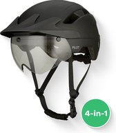 GOOFF® PILOT 4 in 1 speed pedelec helm met afneembaar vizier en regencap - transparant vizier - lichtgewicht snorfiets helm - NTA gecertificeerd speedpedelec helm - maat L - voor vrouwen en mannen