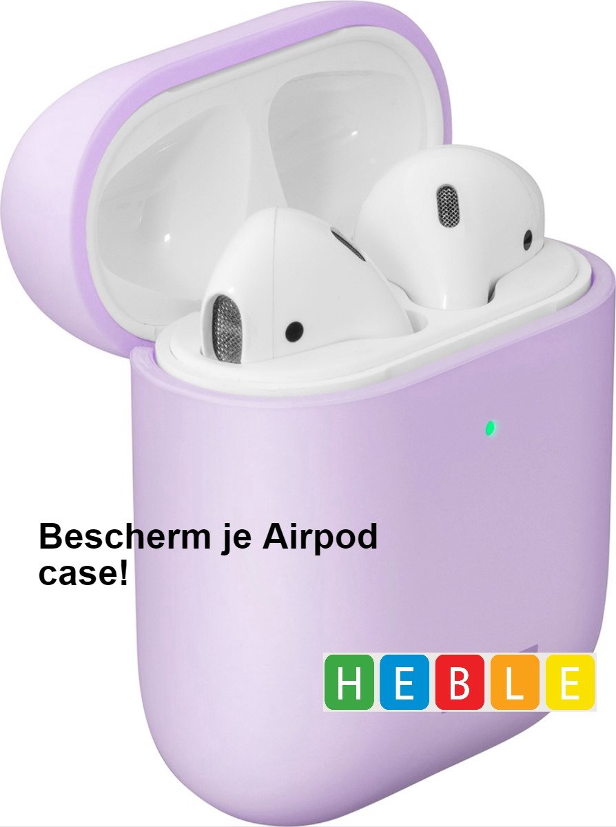 Hoesje geschikt voor Apple AirPods 1 / 2 - Paars - Siliconen - Case - Cover - Soft case - van Heble®