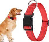 Reflecterende Hondenhalsband - Halsband Hond - Reflecterend - Rood - Maat M - 35/50 CM