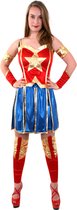 PartyXplosion - Wonderwoman Kostuum - Miss America Superheldin - Vrouw - Blauw, Rood - Maat 38-40 - Carnavalskleding - Verkleedkleding