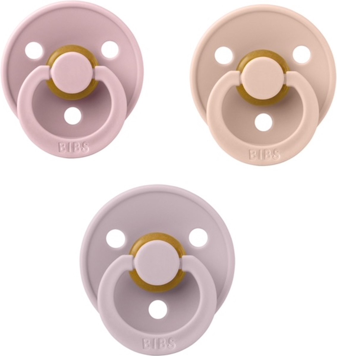 Goedkoopste Bibs fopspeen 0-6 maand set 3 stuks Pink Plum,Blush en Dusky Lilac maat 1