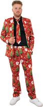 PartyXplosion - Kerst & Oud & Nieuw Kostuum - Klaar Voor De Kerst Af - Man - Rood - Maat 58 - Kerst - Verkleedkleding
