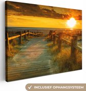 Canvas - Schilderijen woonkamer - Zon - Strand - Duin - Horizon - Canvas doek - 40x30 cm - Muurdecoratie - Foto op canvas