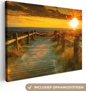 Canvas - Schilderijen woonkamer - Zon - Strand - Duin - Horizon - Canvas doek - 120x90 cm - Muurdecoratie - Foto op canvas