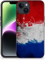 Mobiel TPU Hard Case Geschikt voor iPhone 15 Telefoon Hoesje met Zwarte rand Nederlandse Vlag