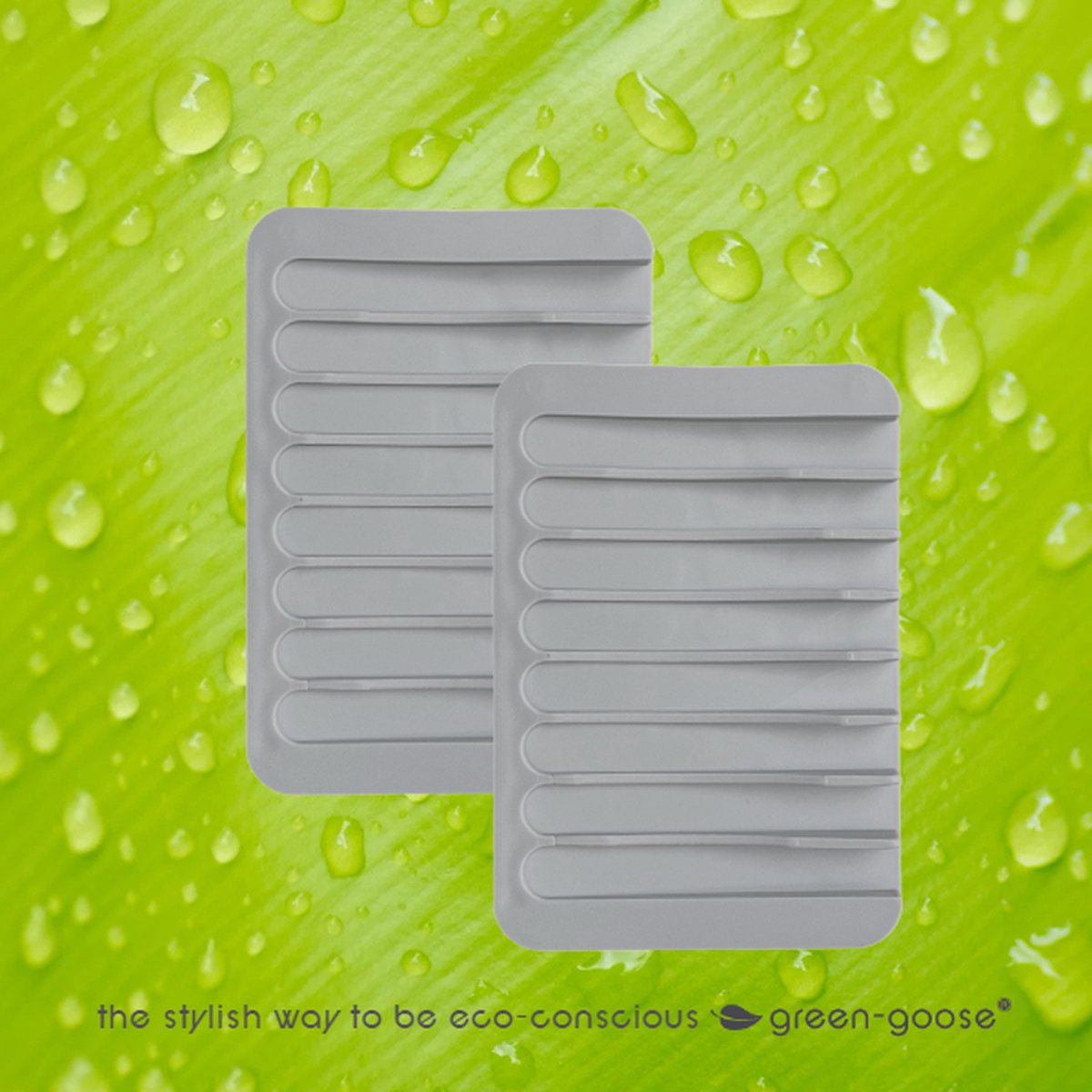 green-goose® Siliconen Zeepbakje | 2 Stuks | Grijs | Zeephouder voor Handzeep| Badkamer Accessoires