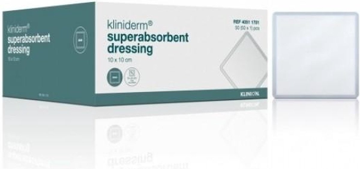Goedkoopste Kliniderm Superabsorberend verband steriel 10x10cm (50) Klinion