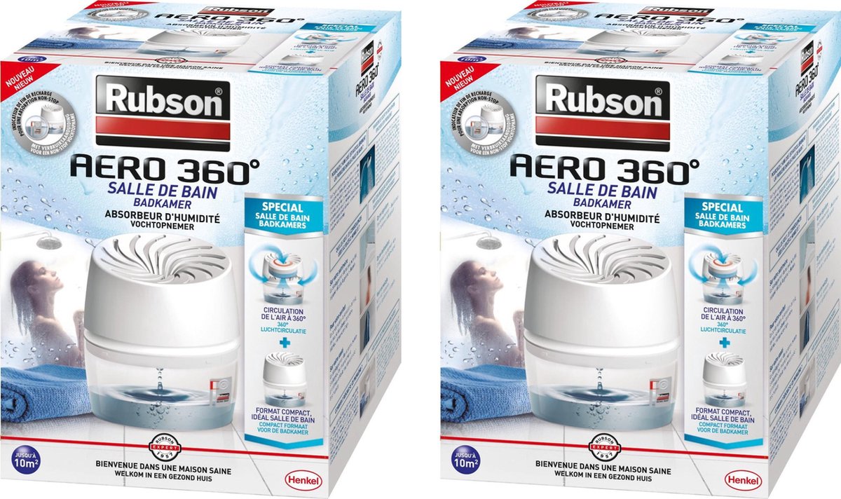 Absorbeur d'humidité Rubson Aéro 360° pour grandes pièces - Absorbeurs d'humidité,  déshumidificateurs