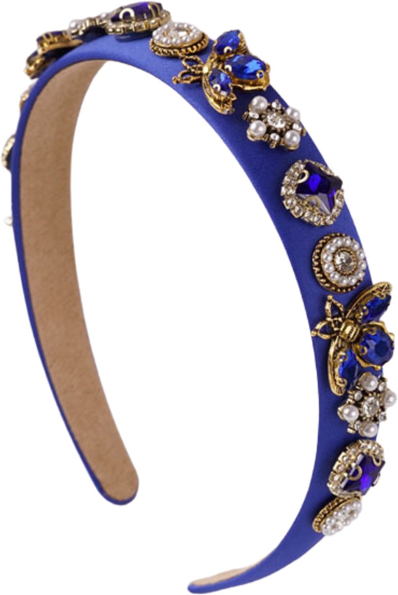 Dottilove Betty Bee-haarband - Haar accessoire - Sierklem - Sier accessoire - Donkerblauw