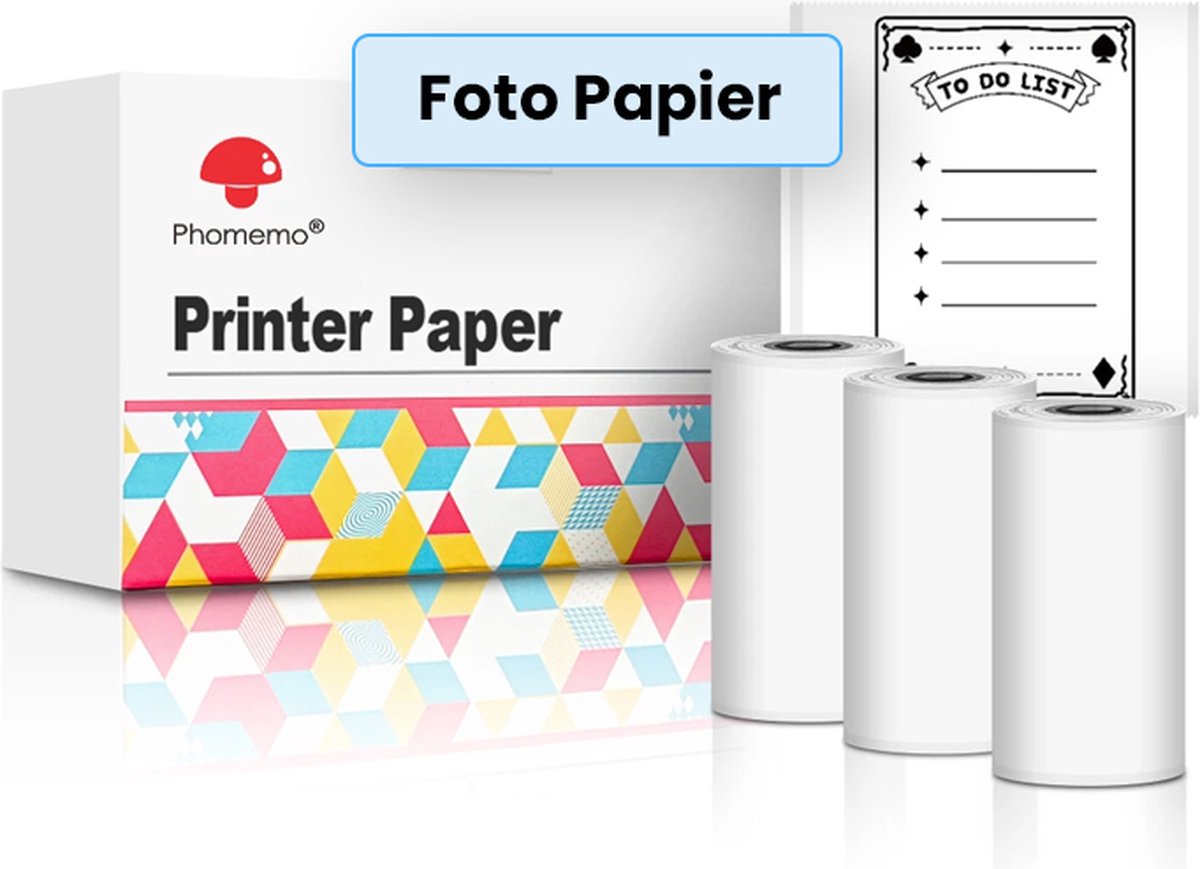 Papier Photo Phomemo - Papier pour Mini Imprimante Photo - 3 Rouleaux -  Papier photo