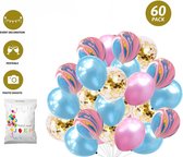 FeestmetJoep® 60 stuks ballonnen Roze & Blauw – Verjaardag Versiering