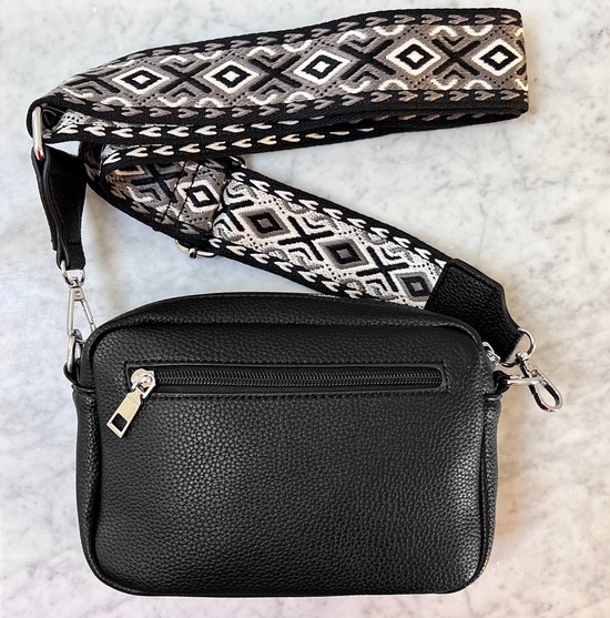 Crossbody tas zwart leer, leren schoudertas voor dames met brede riem, leren heuptasje voor dames, cadeaus voor haar, cosmetische tas - België